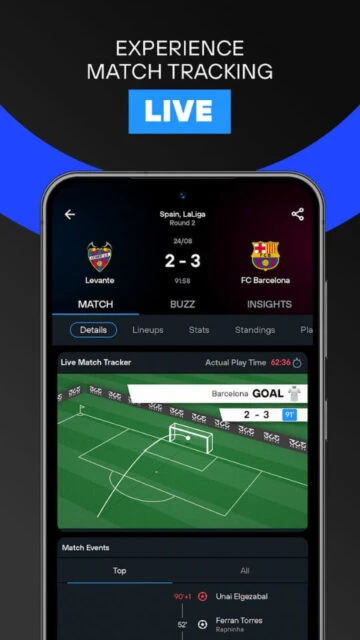 365Scores Live Match Tracker. Real-time score, goal alerts, stats.