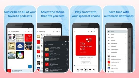 قائمة بودكاست في تطبيق أنتينا بود AntennaPod بتصميم بسيط وهادئ