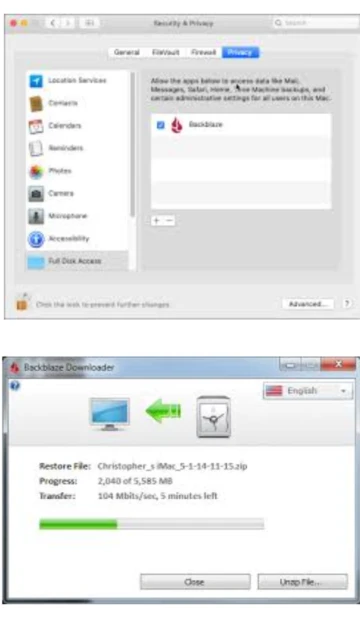 Backblaze Personal Backup program