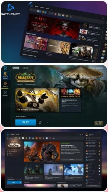 Battle.net store with Diablo IV World of Warcraft Overwatch featured games and play button