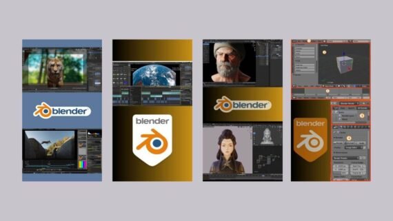 Blender interface combining 3D elements and the built-in video editing panel