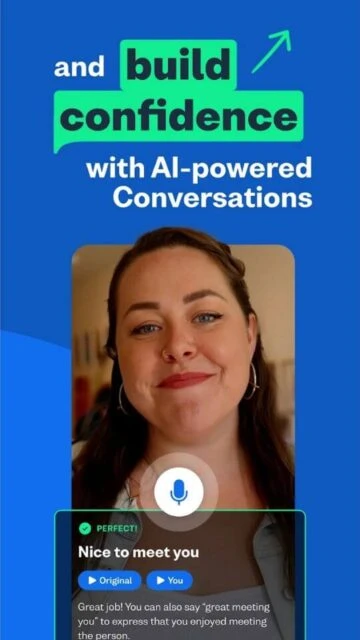 Busuu builds speaking confidence with AI chats practicing Nice to meet you and instant feedback