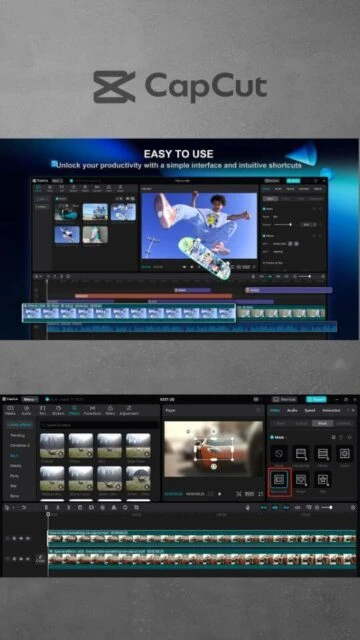 CapCut Pro interface for easy editing, shortcuts, video effects.