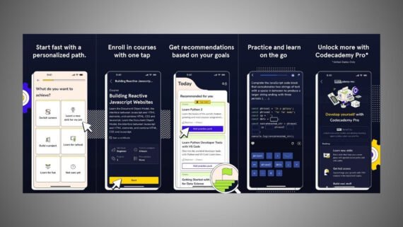 واجهة تطبيق كود أكاديمي جو Codecademy Go ببطاقات تعلم سريعة