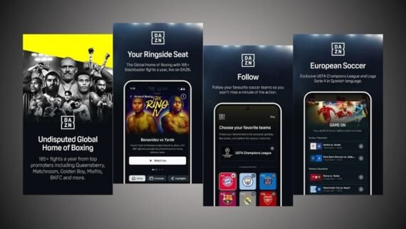 واجهة تطبيق DAZN دازن بعروض مباشرة وحقوق رياضة