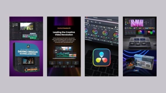 DaVinci Resolve interface with color tools and an advanced editing panel