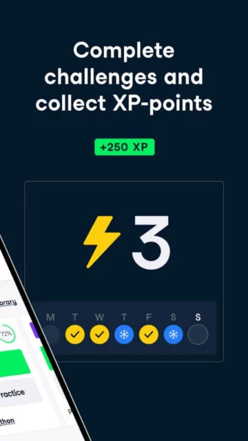 DataCamp challenges. Complete tasks, collect XP-points, streaks.