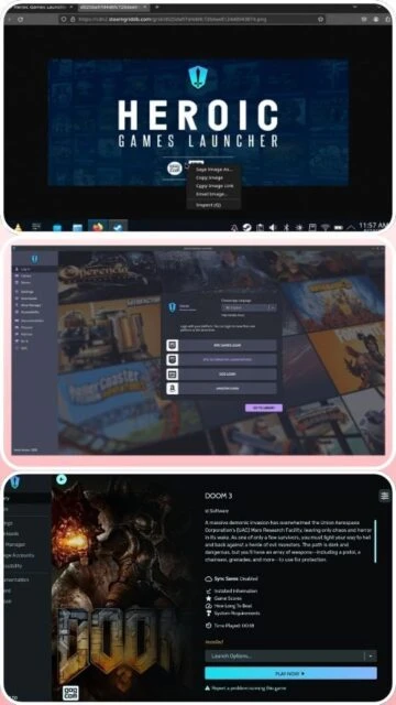 Heroic Games Launcher library view displaying multiple game collections and layouts