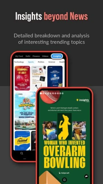 Inshorts Insights beyond News with detailed breakdown of trending topics like overarm bowling