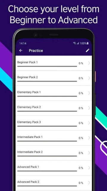 British Council LearnEnglish Grammar lets you pick level from Beginner to Advanced packs easily