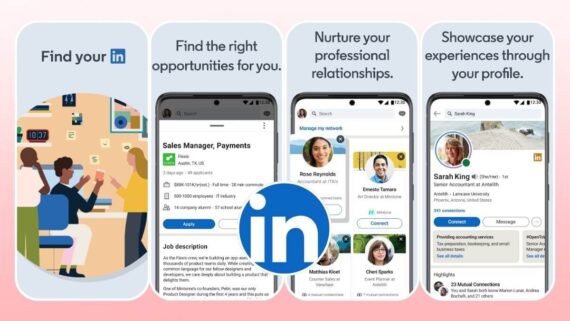 محتوى لينكدإن LinkedIn يعرض منشورات مهنية وشبكات العلاقات