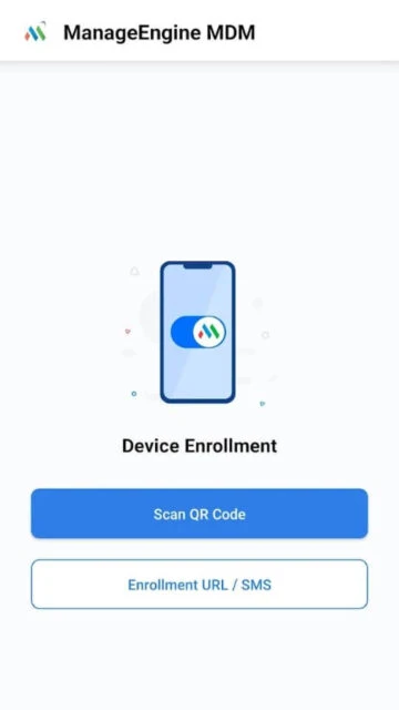ManageEngine MDM Device Enrollment via Scan QR Code or Enrollment URL SMS for setup