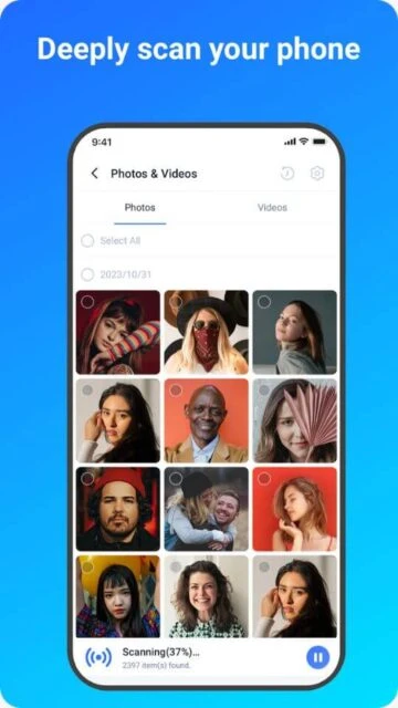 MobiSaver deeply scans your phone for photos videos with real-time progress indicator