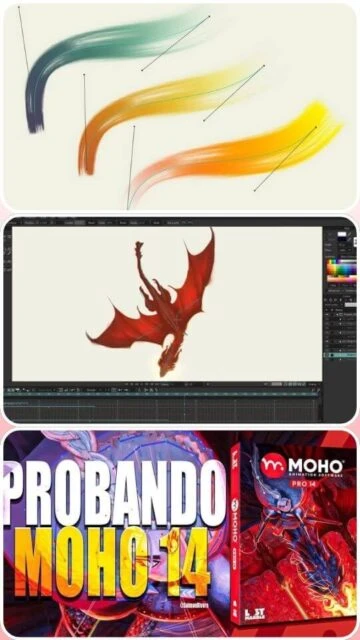 Moho Animation Software brush strokes dragon artwork with Pro 14 software box preview