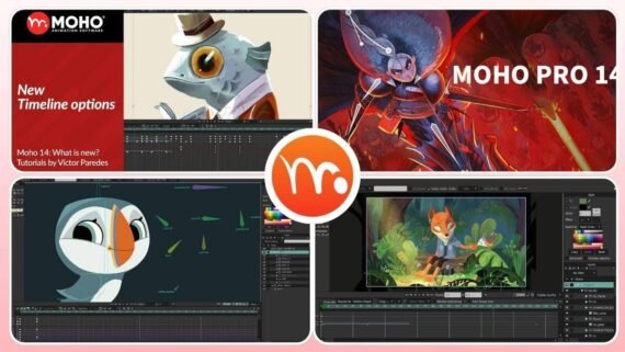 Moho Pro interface for flexible 2D animation with advanced rigging options