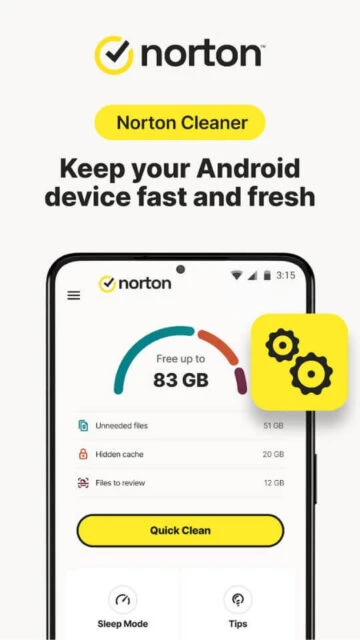 Norton Cleaner keeps Android fast fresh with quick clean sleep mode tips for device care