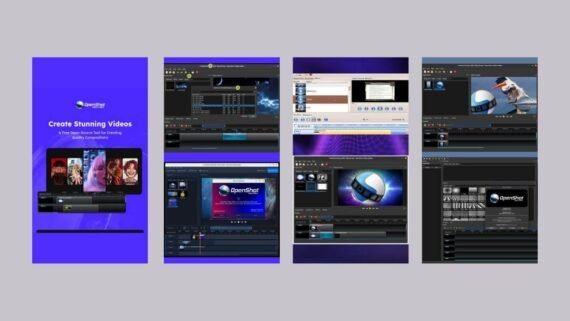 A scene from OpenShot showing unlimited tracks and the preview panel