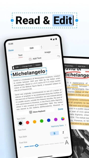 PDFgear Read & Edit mode changes text color font size style directly in your PDF files