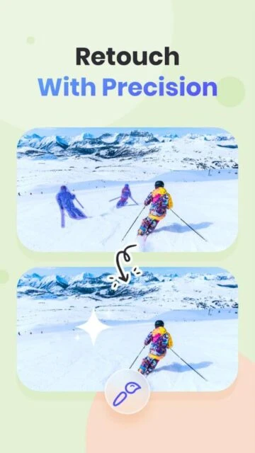 PicWish retouch tool smoothing skin and removing blemishes with high precision