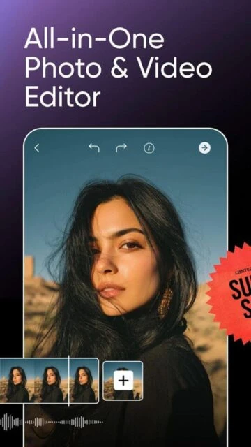 Picsart all-in-one photo and video editor with comprehensive editing features and interface.