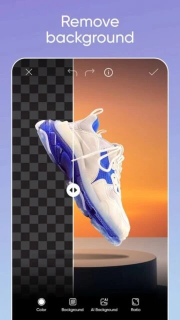 Picsart background removal tool isolates subjects with precision for clean cutouts.