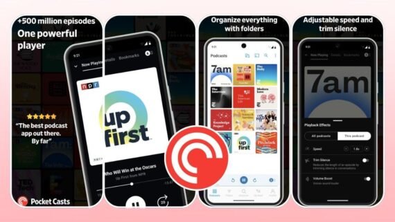 منظور تطبيق بوكيت كاستس Pocket Casts بواجهة تحكم حديثة ومنسقة