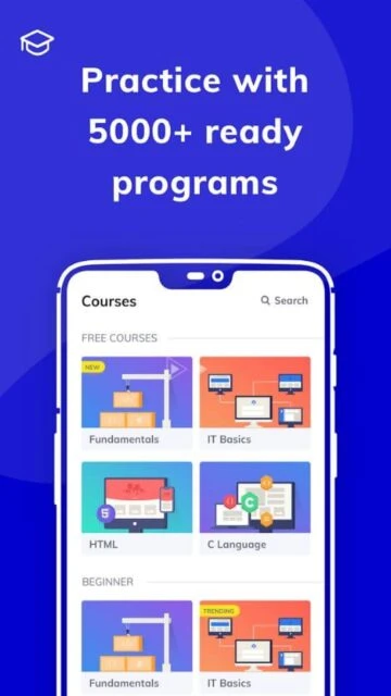 Programming Hub practice. 5000+ programs, Fundamentals, HTML, C.