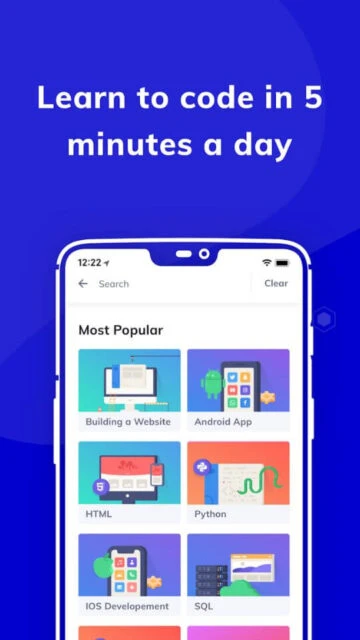 Programming Hub learn to code. 5 min/day, popular topics.