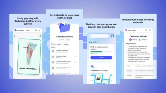 محتوى دراسي داخل تطبيق كويزلت Quizlet يشمل مجموعات جاهزة للتعلم