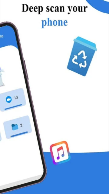 RecoverIt deep scan your phone for lost photos videos audios with recycle bin symbol