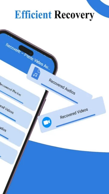 RecoverIt efficient recovery for photos videos audios with clear category tabs on screen