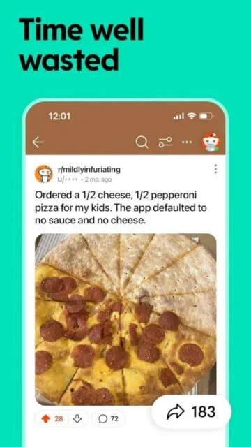 Reddit post in r/mildlyinfuriating. Pizza order fail, time wasted.