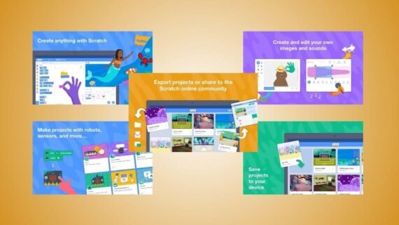 عناصر مشروع من تطبيق سكراتش Scratch مخصصة لتعليم التفكير البرمجي