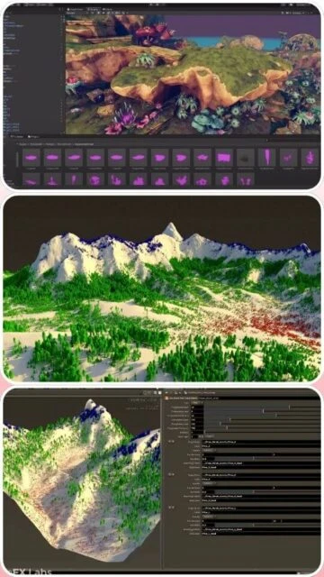 Houdini terrain generation vegetation scattering with particle systems and landscape tools