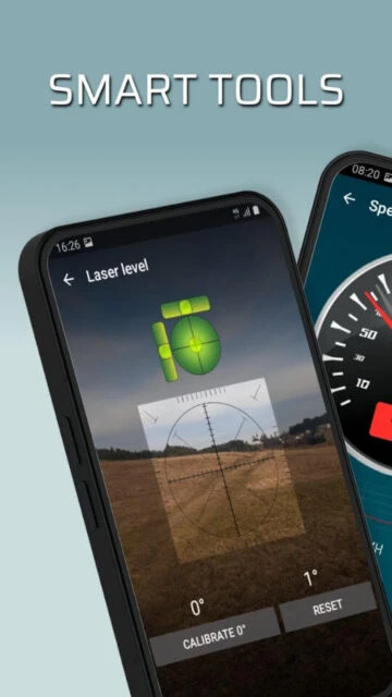 Smart Tools laser level and speedometer for precise measurements with calibration reset options