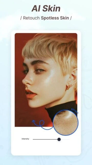 SnapEdit AI Skin smooths texture and evens tone for natural-looking spotless skin.