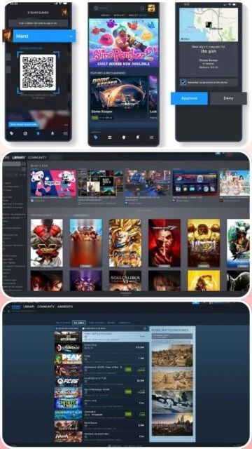 Steam Guard QR code approve login device library games like Slime Rancher PUBG