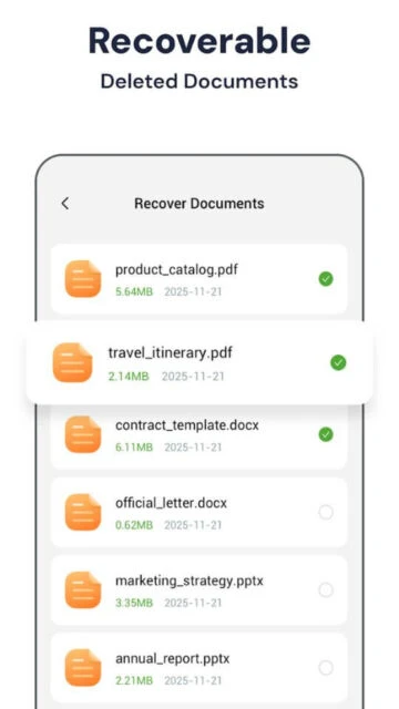 Stellar Recovery recovers deleted documents PDF DOCX PPTX with preview before restore option