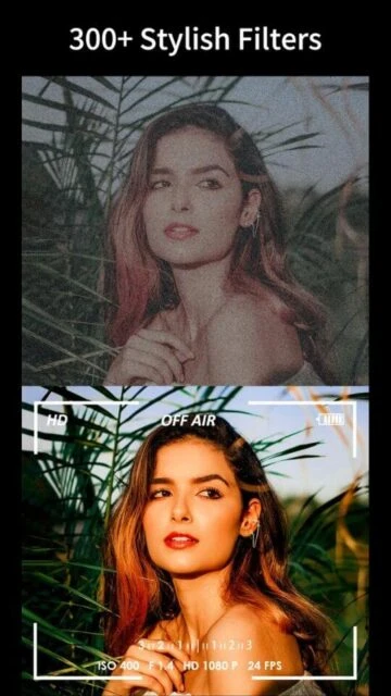 StoryArt filter comparison showing before and after with 300+ stylish filters