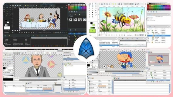 Synfig Studio interface for free and open-source 2D animation