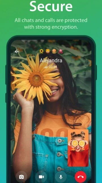 Telegram video call with Alejandra. Secure chats with encryption.