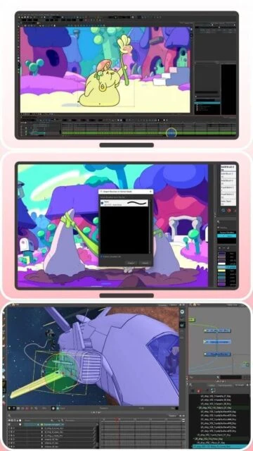 Toon Boom Harmony painting brush tool environment design spaceship animation scenes