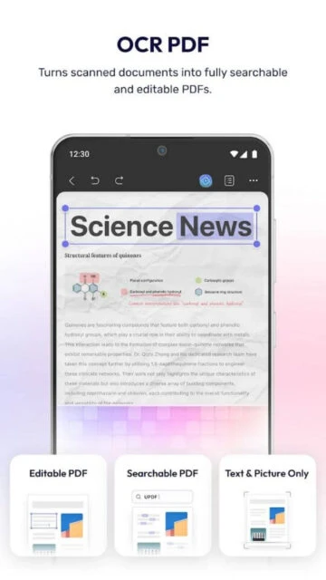 UPDF turns scanned documents like Science News into fully searchable editable PDFs instantly