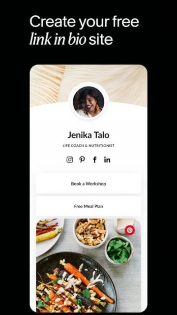 Unfold app showing social profile with Jenika Talo and food photos
