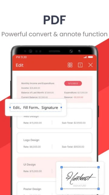 WPS Office PDF edit fill form signature tools for fast document completion on mobile