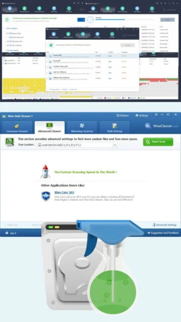 Wise Disk Cleaner Advanced Cleaner. Fastest scanning speed claim.