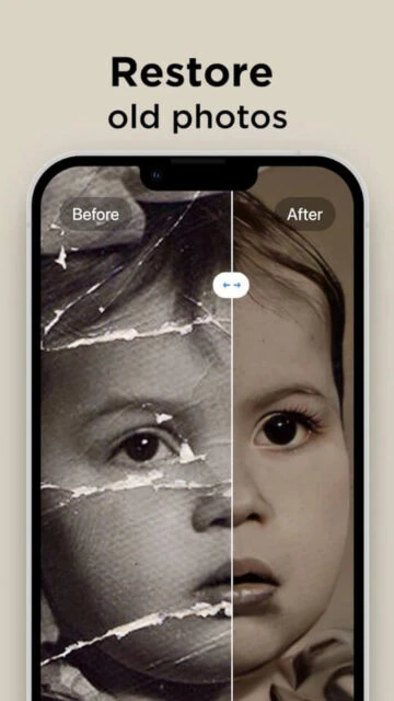 Restored, highly damaged, vintage portrait of a young child by Pixelup.