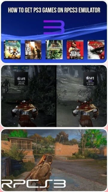 RPCS3 running God of War on M1 Mac with game library view.